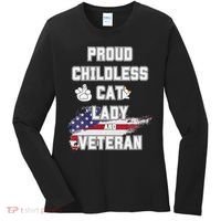 Proud Childless Cat Lady And Veteran Women's Long Sleeve Shirt thumb 0
