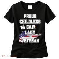 Proud Childless Cat Lady And Veteran Women's T-Shirt thumb 0