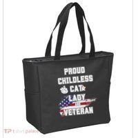 Proud Childless Cat Lady And Veteran Tote Bag thumb 2