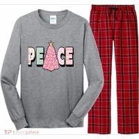 Peace Christmas Cute Holiday Gift Long Sleeve Pajama Set thumb 0