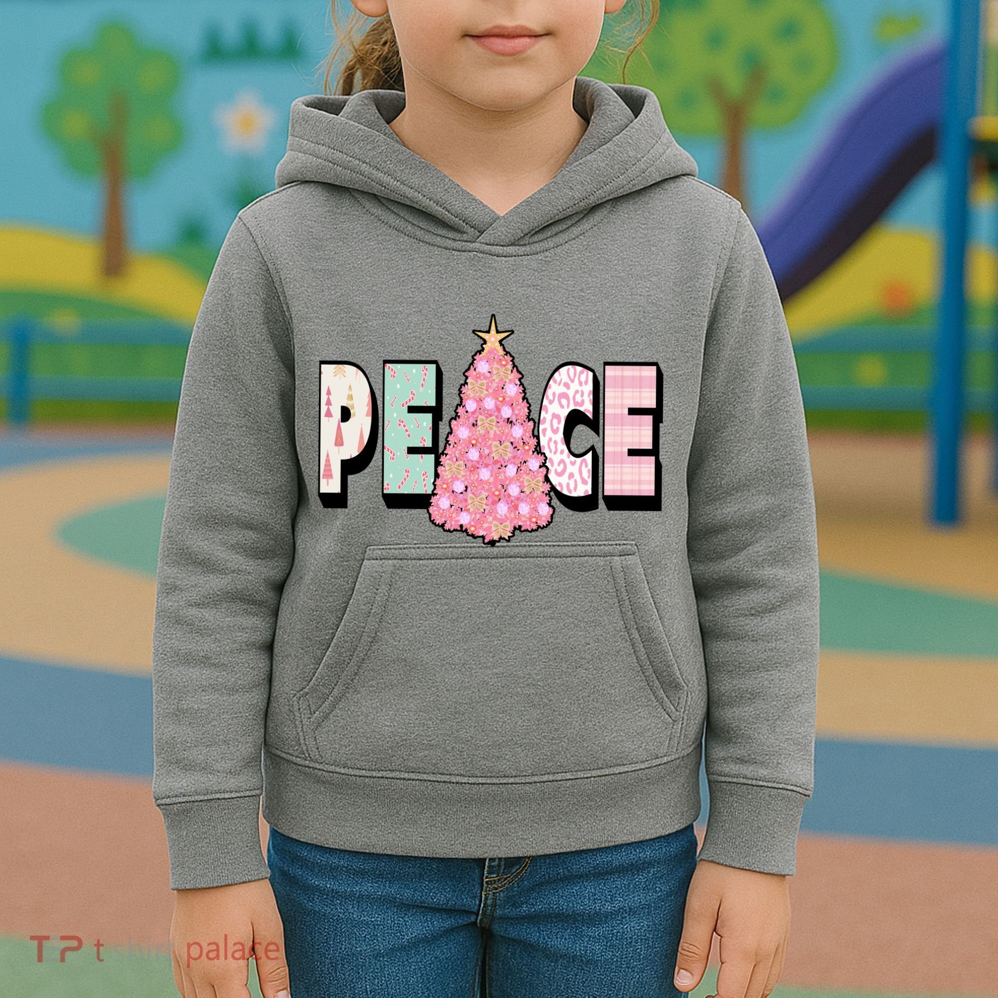 Peace Christmas Cute Holiday Gift Kids Hoodie
