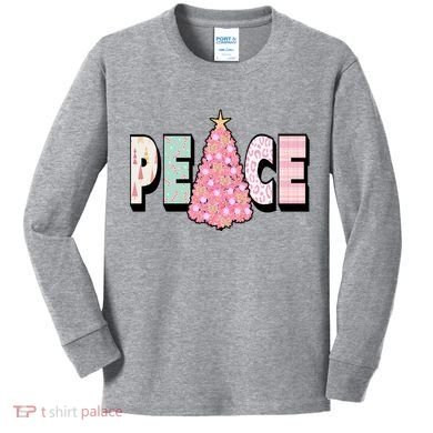 Peace Christmas Cute Holiday Gift Kids Long Sleeve Shirt