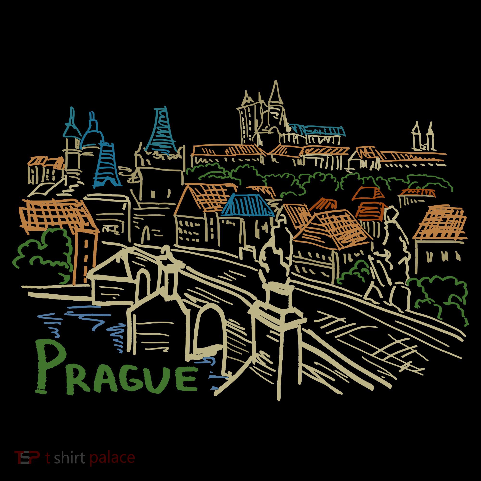 Prague City Charles Bridge Long Sleeve Shirt