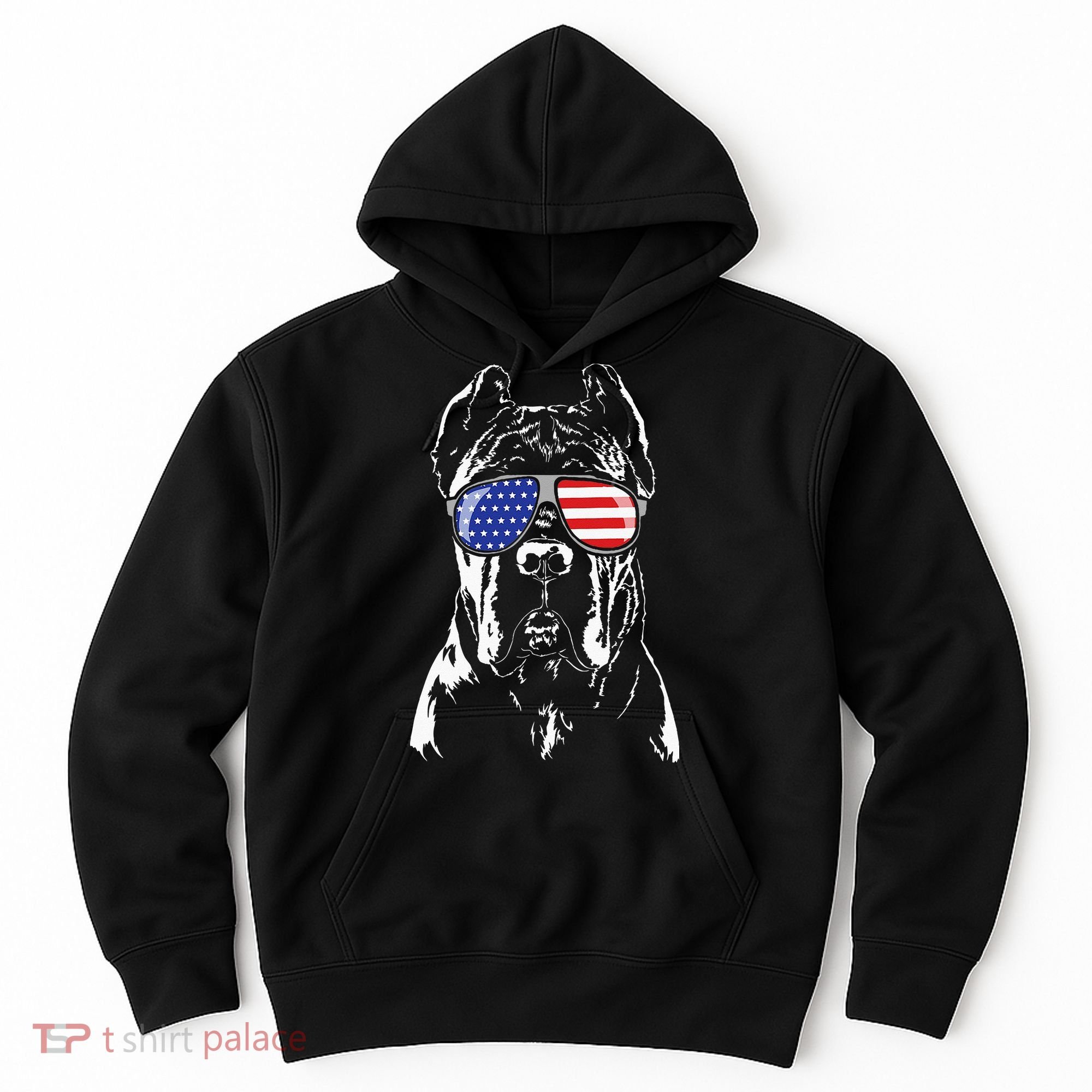 Proud Cane Corso American Flag Sunglasses Patriotic Dog Hoodie
