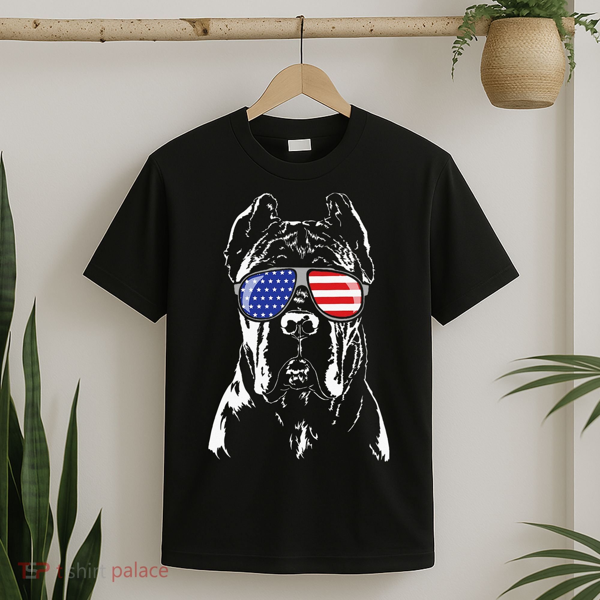 Proud Cane Corso American Flag Sunglasses Patriotic Dog T-Shirt