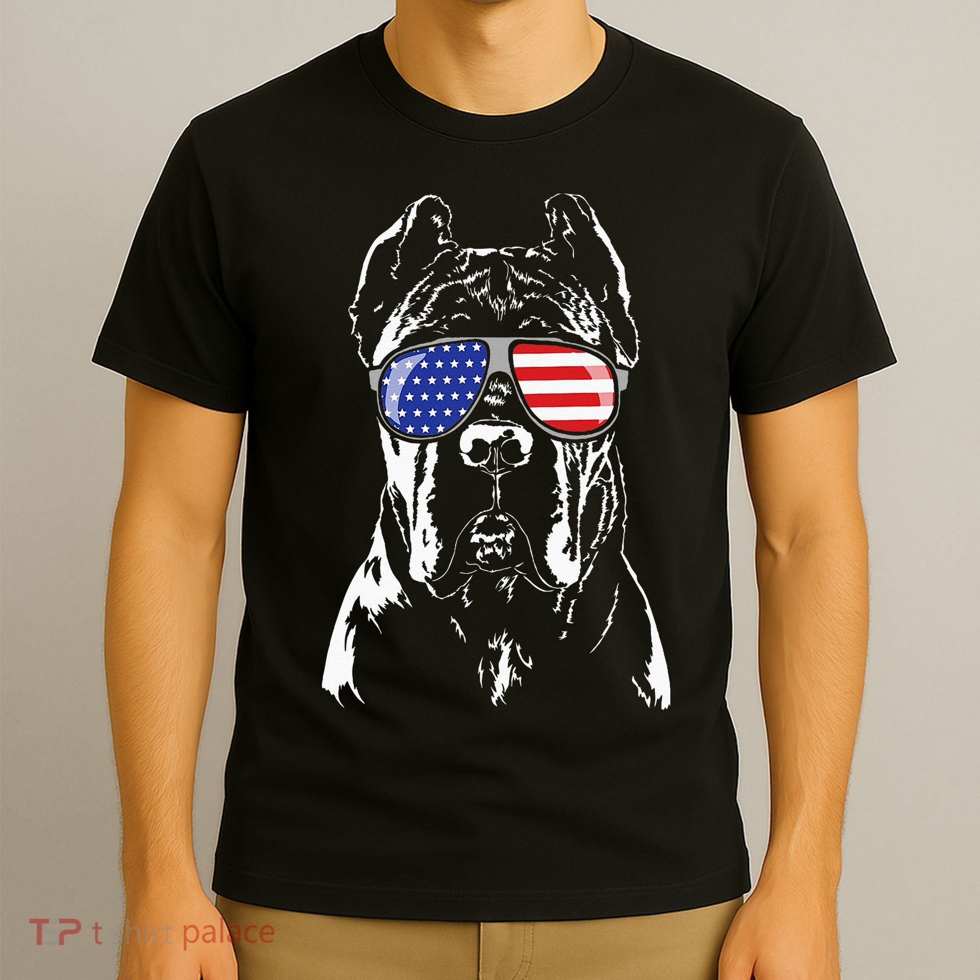 Proud Cane Corso American Flag Sunglasses Patriotic Dog T-Shirt