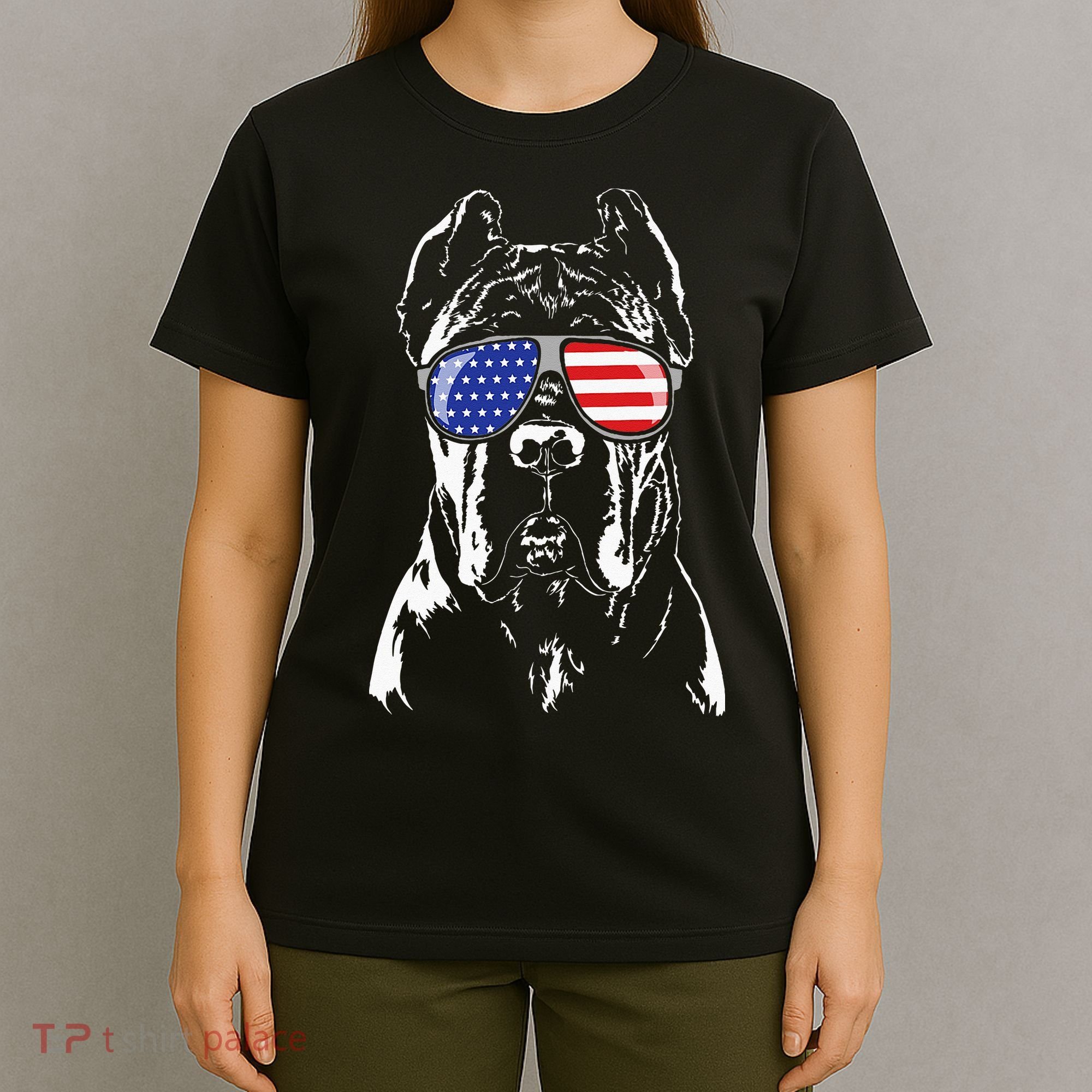 Proud Cane Corso American Flag Sunglasses Patriotic Dog T-Shirt