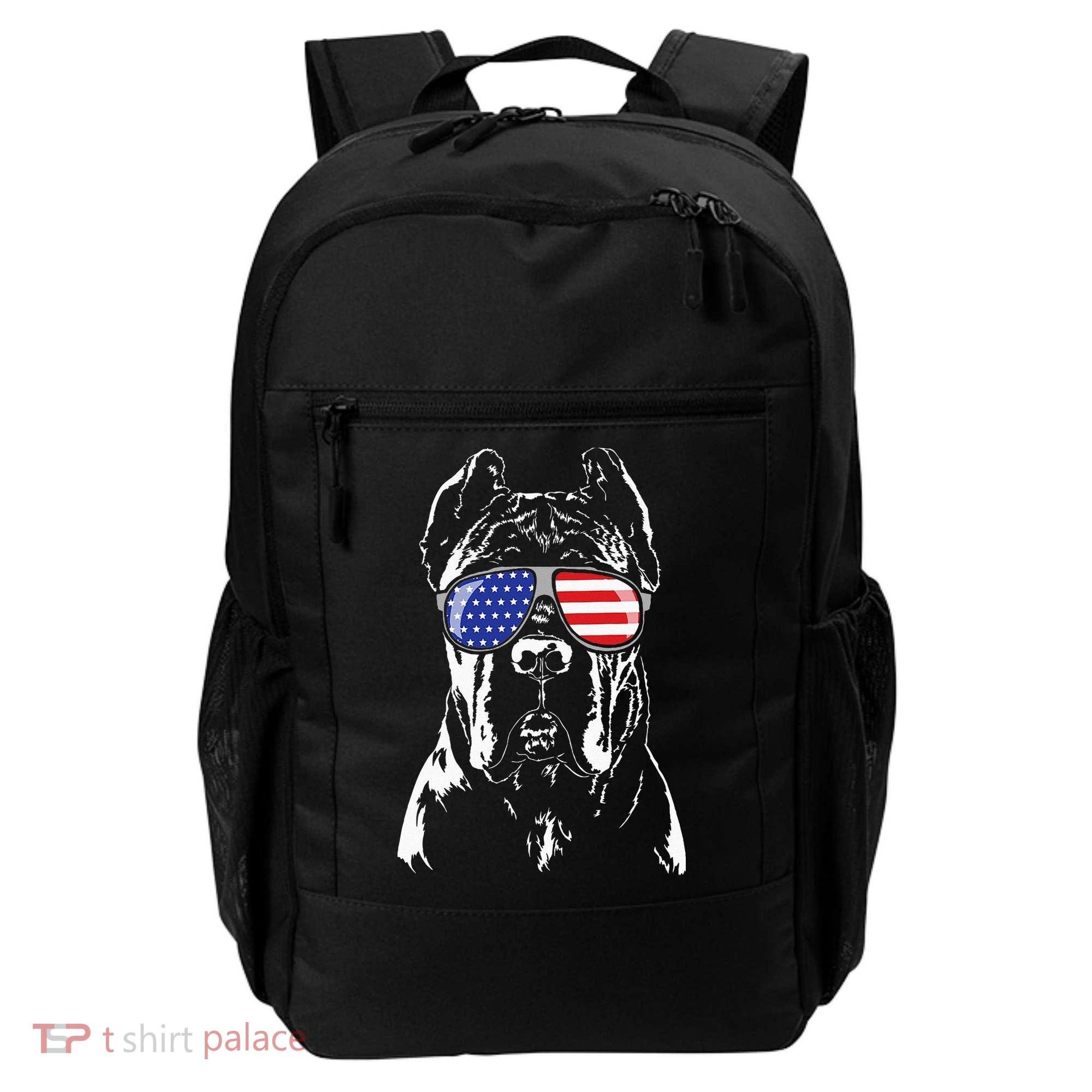 Proud Cane Corso American Flag Sunglasses Patriotic Dog Backpack