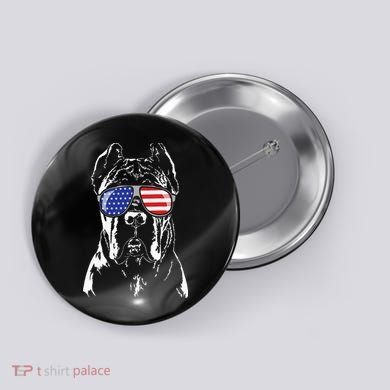 Proud Cane Corso American Flag Sunglasses Patriotic Dog Button