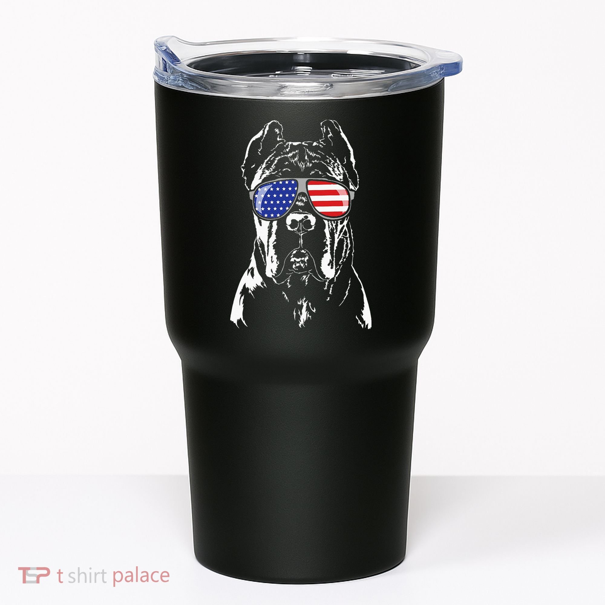 Proud Cane Corso American Flag Sunglasses Patriotic Dog Tumbler