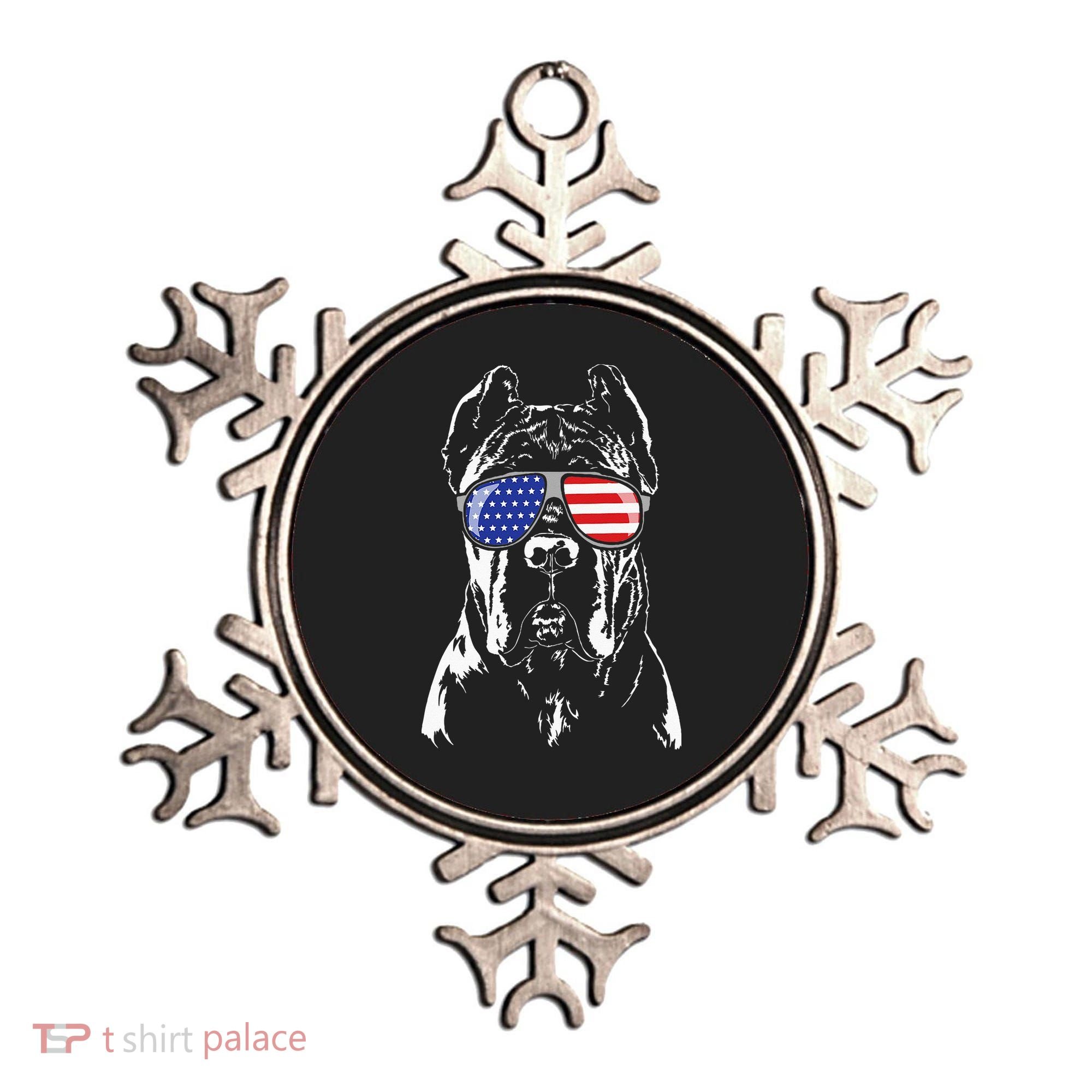 Proud Cane Corso American Flag Sunglasses Patriotic Dog Ornament
