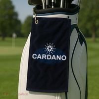 Pixel Cardano Cryptocurrency Logo Golf Towel thumb 2