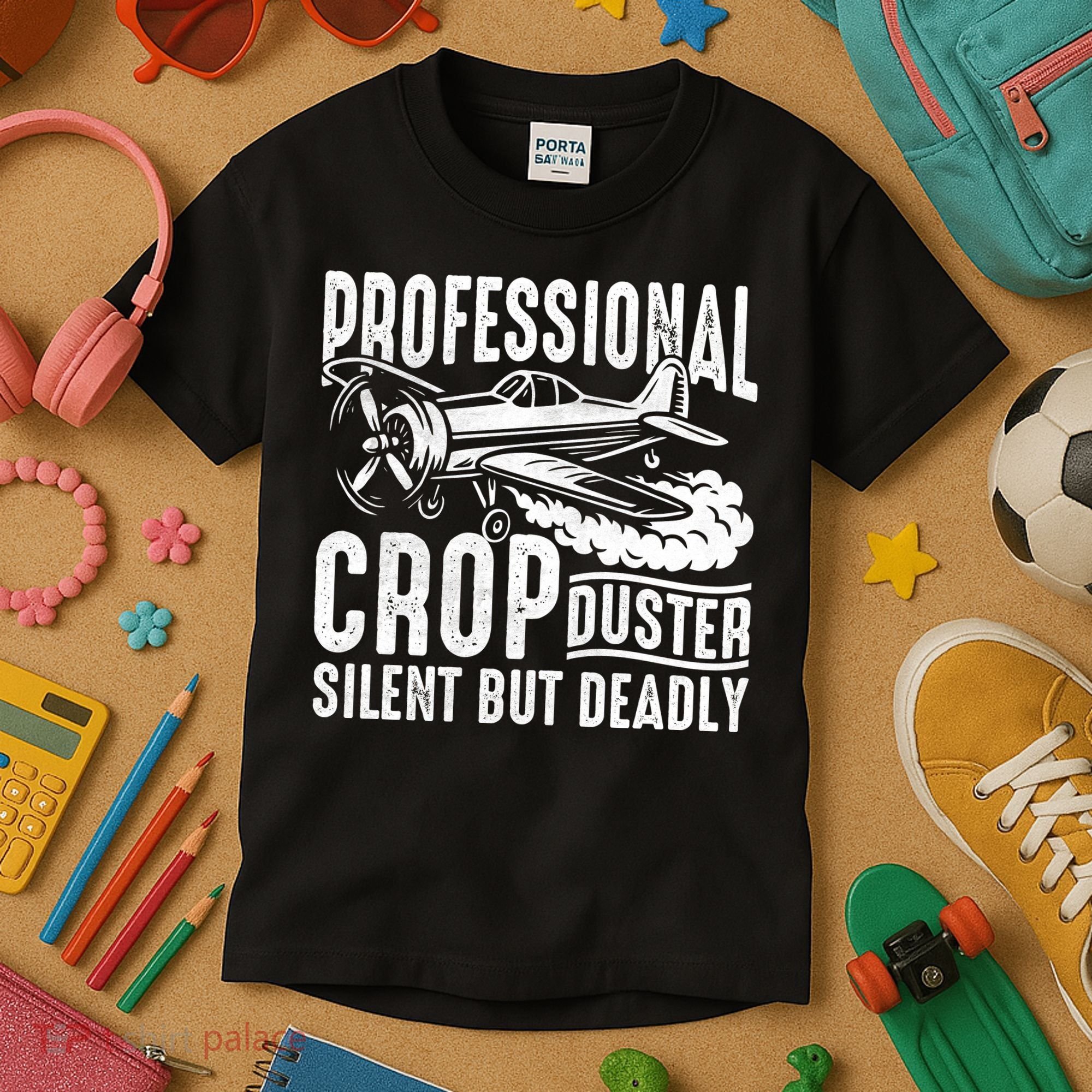 Professional Crop Duster Funny Silent But Deadly Kids T-Shirt