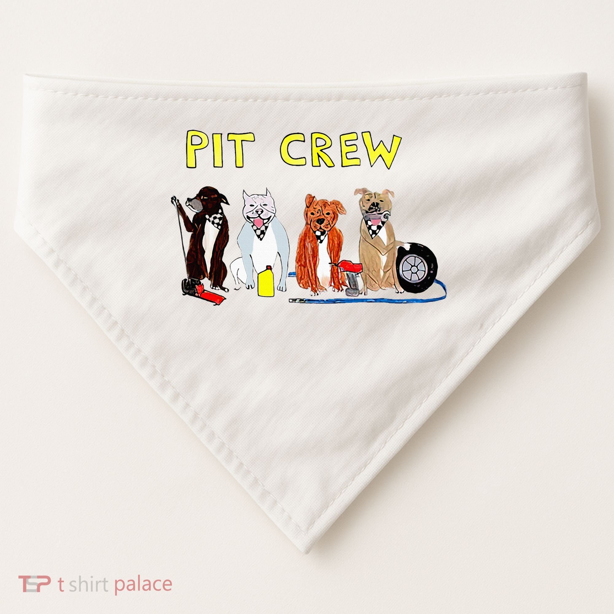 Pit Crew Dogs Funny For Women USA-Made Doggie Bandana