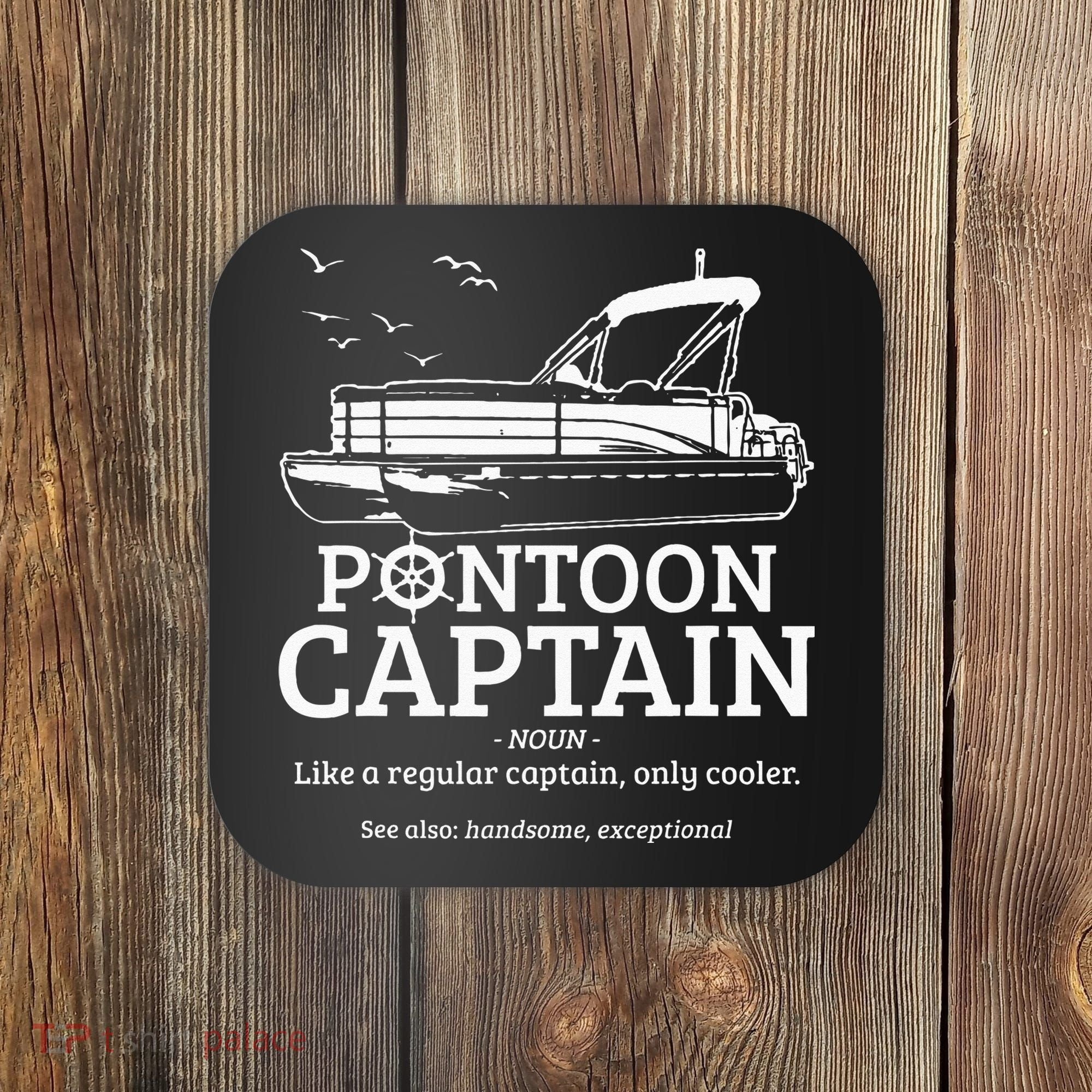 Pontoon Captain Definition Funny Pontoon Boat Boating Gift Coaster