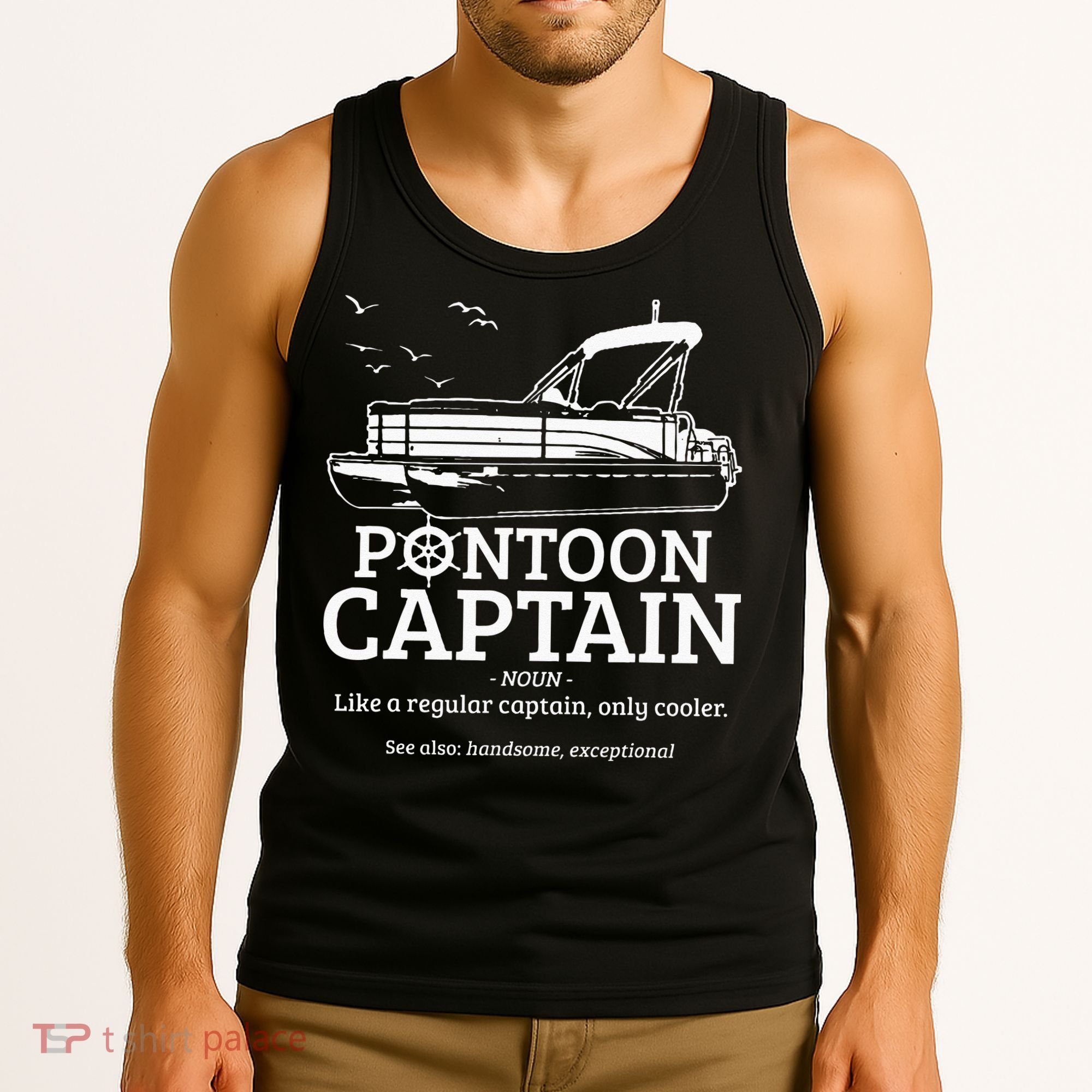 Pontoon Captain Definition Funny Pontoon Boat Boating Gift Tank Top
