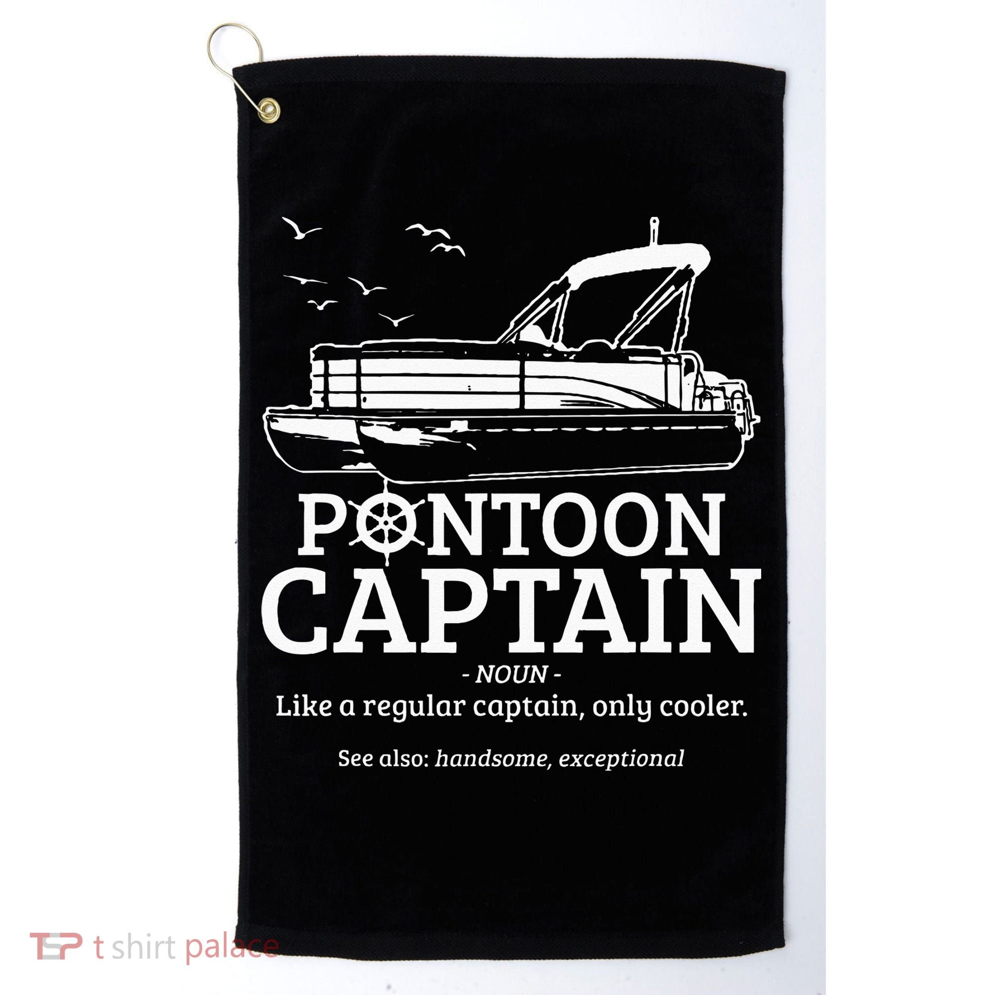 Pontoon Captain Definition Funny Pontoon Boat Boating Gift Golf Towel