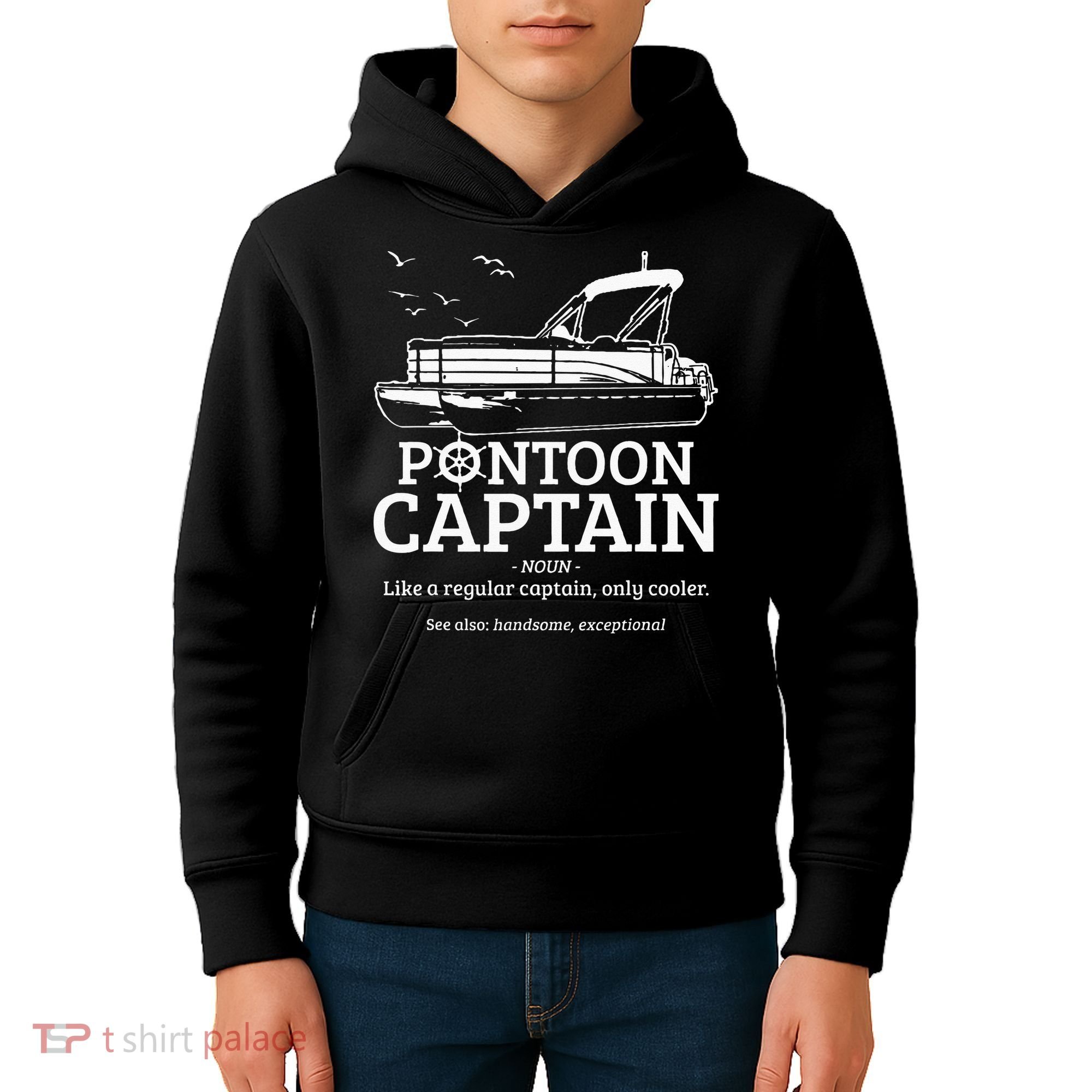 Pontoon Captain Definition Funny Pontoon Boat Boating Gift Kids Hoodie
