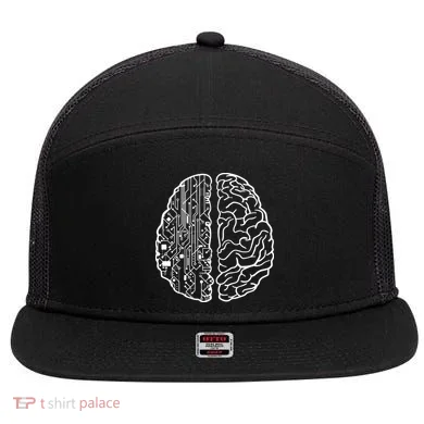 Programmer Coder Developer Programming Brain Programmer 7 Panel Mesh Trucker Snapback Hat