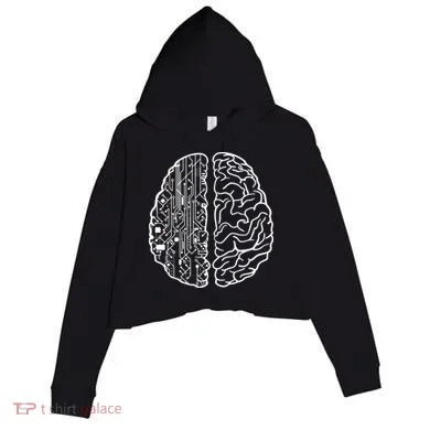Programmer Coder Developer Programming Brain Programmer Crop Fleece Hoodie