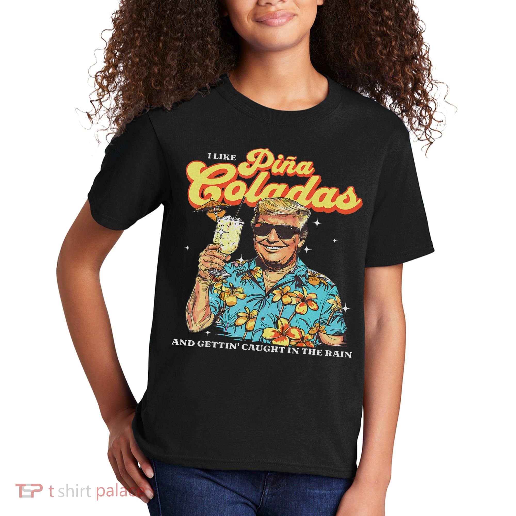Pina Coladas Donald Trump Summer Vacation Hawaii Beach Funny Kids T-Shirt