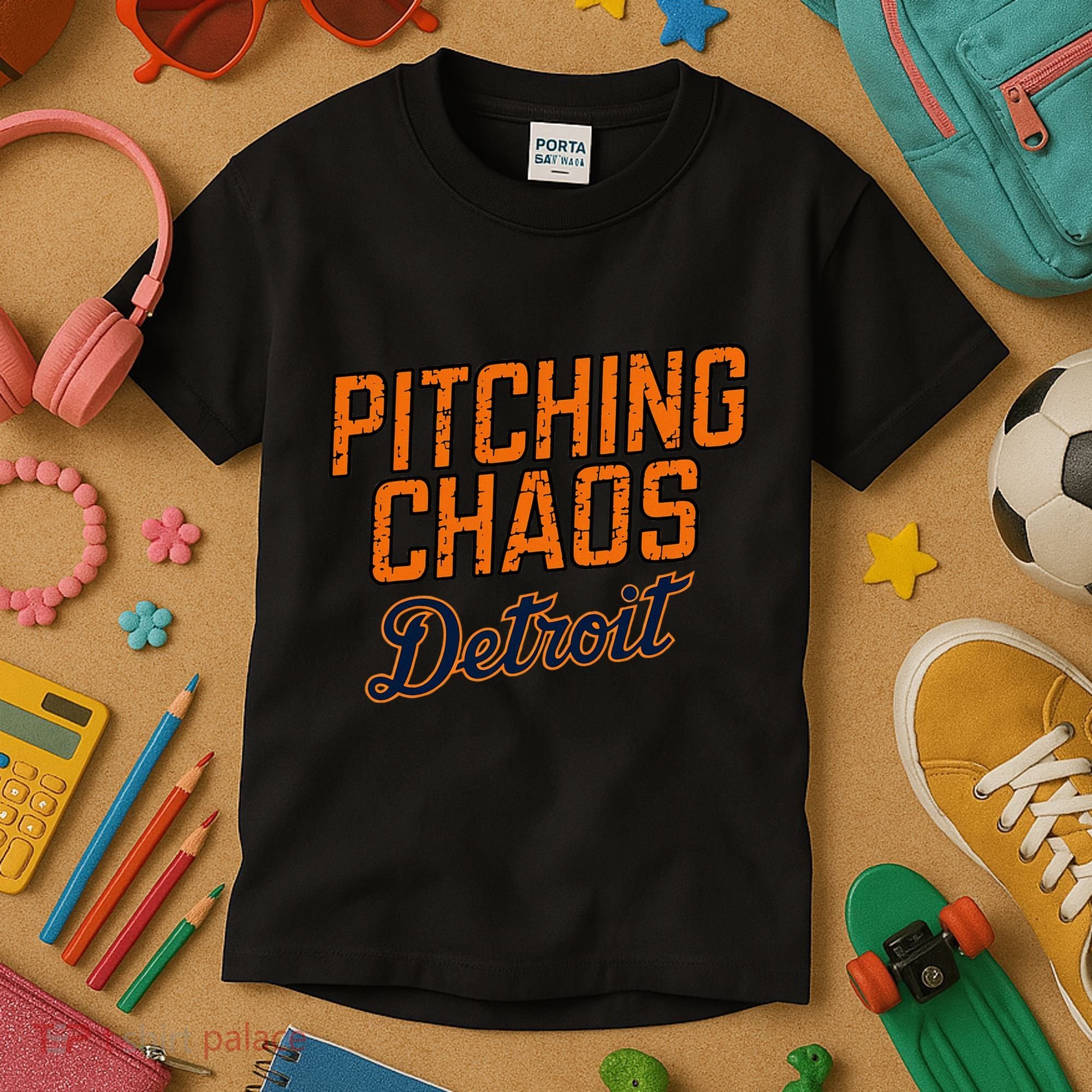 Pitching Chaos Detroit Kids T-Shirt