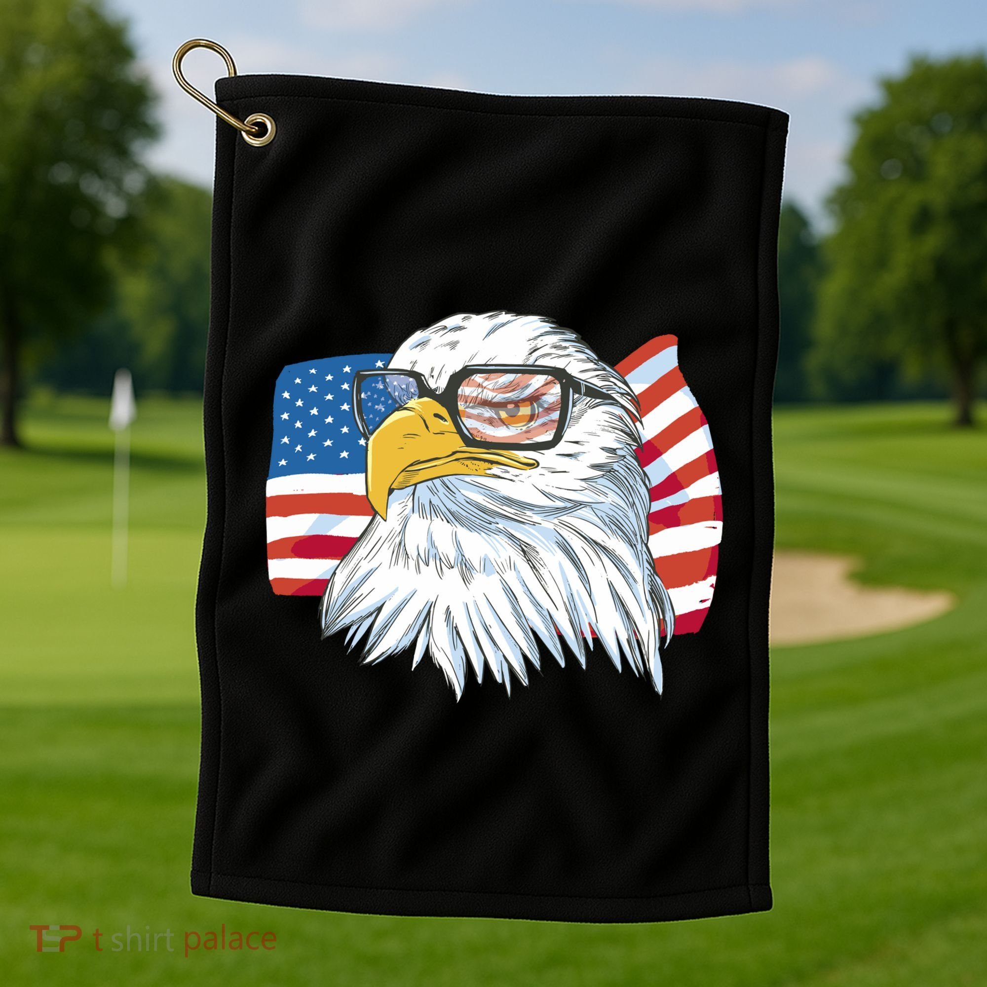 Patriot Cool Eagle USA Flag Golf Towel