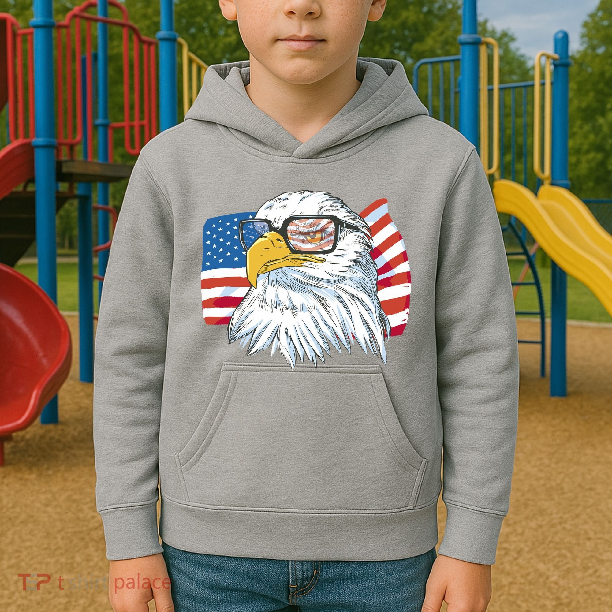 Patriot Cool Eagle USA Flag Kids Hoodie