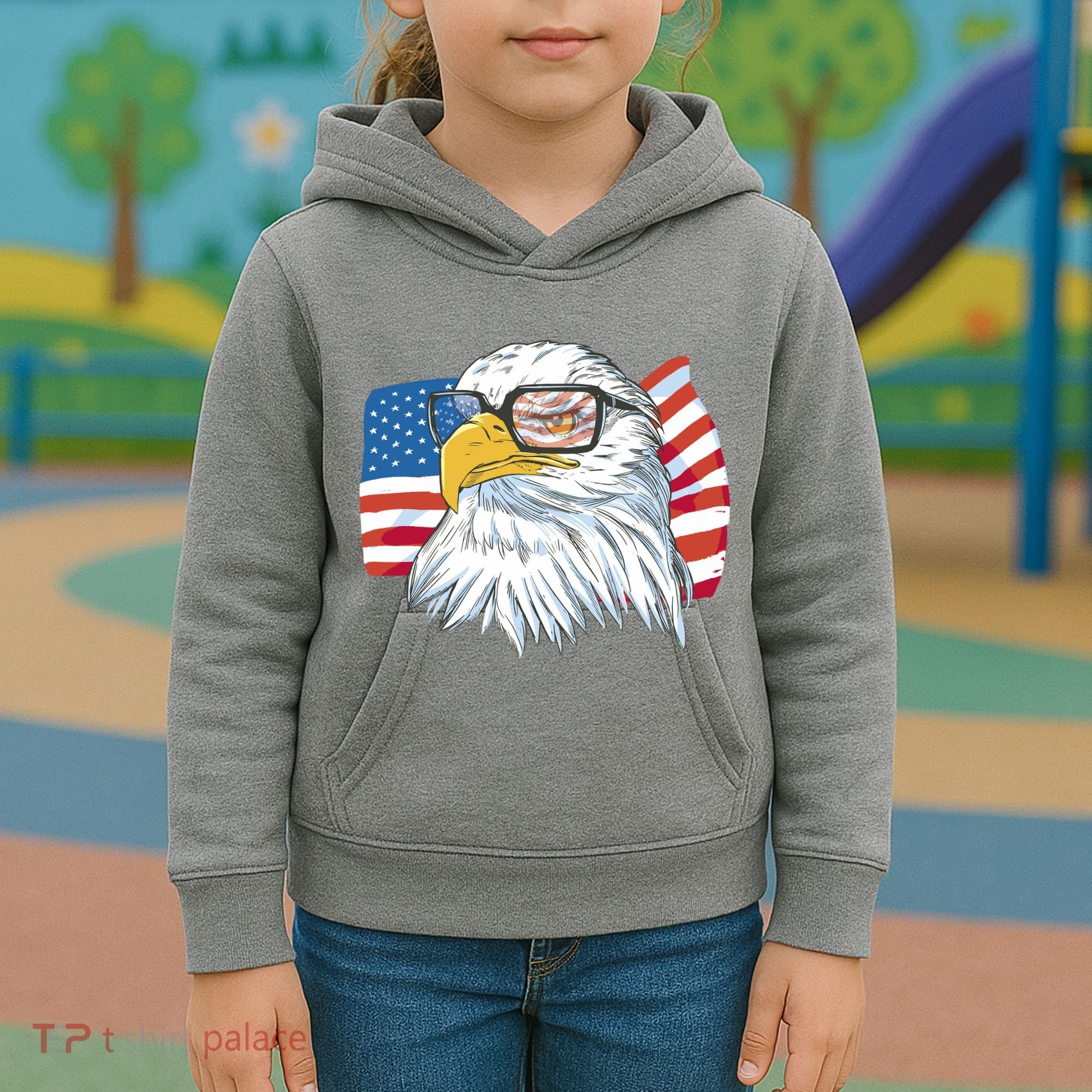 Patriot Cool Eagle USA Flag Kids Hoodie