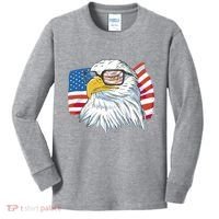Patriot Cool Eagle USA Flag Kids Long Sleeve Shirt thumb 0