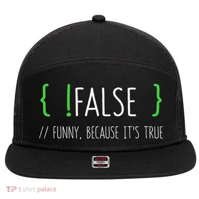 Programmer Computer Engineer Funny False Programming Coding 7 Panel Mesh Trucker Snapback Hat