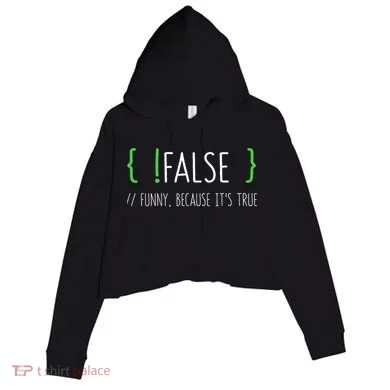 Programmer Computer Engineer Funny False Programming Coding Crop Fleece Hoodie