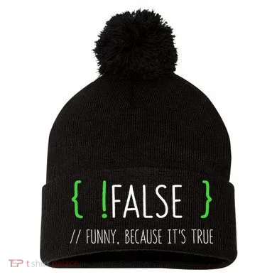 Programmer Computer Engineer Funny False Programming Coding Pom Pom 12in Knit Beanie