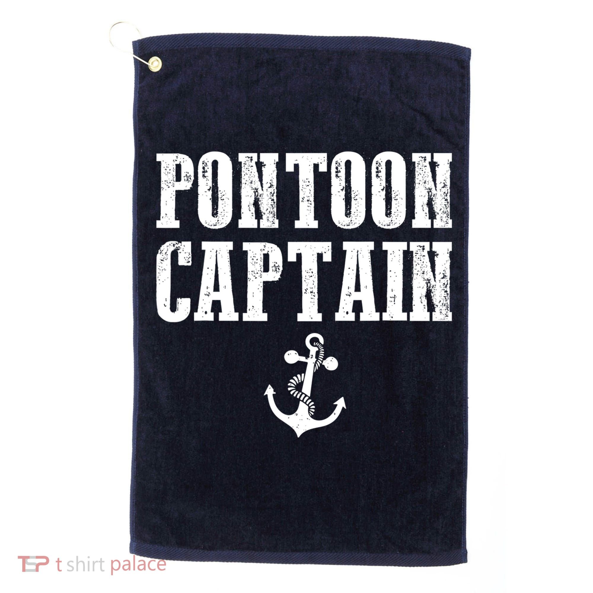 Pontoon Captain Funny Pontoon Shirt For Men And Women Golf Towel