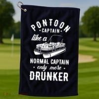 Pontoon Captain Funny Pontoon Captain Drunker Golf Towel thumb 1