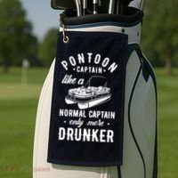 Pontoon Captain Funny Pontoon Captain Drunker Golf Towel thumb 2