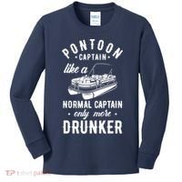 Pontoon Captain Funny Pontoon Captain Drunker Kids Long Sleeve Shirt thumb 0