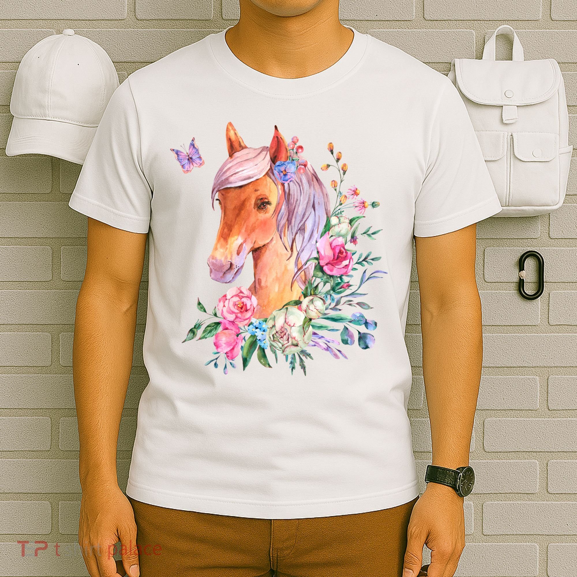 Pretty Colorful Flower Nature Horse T-Shirt
