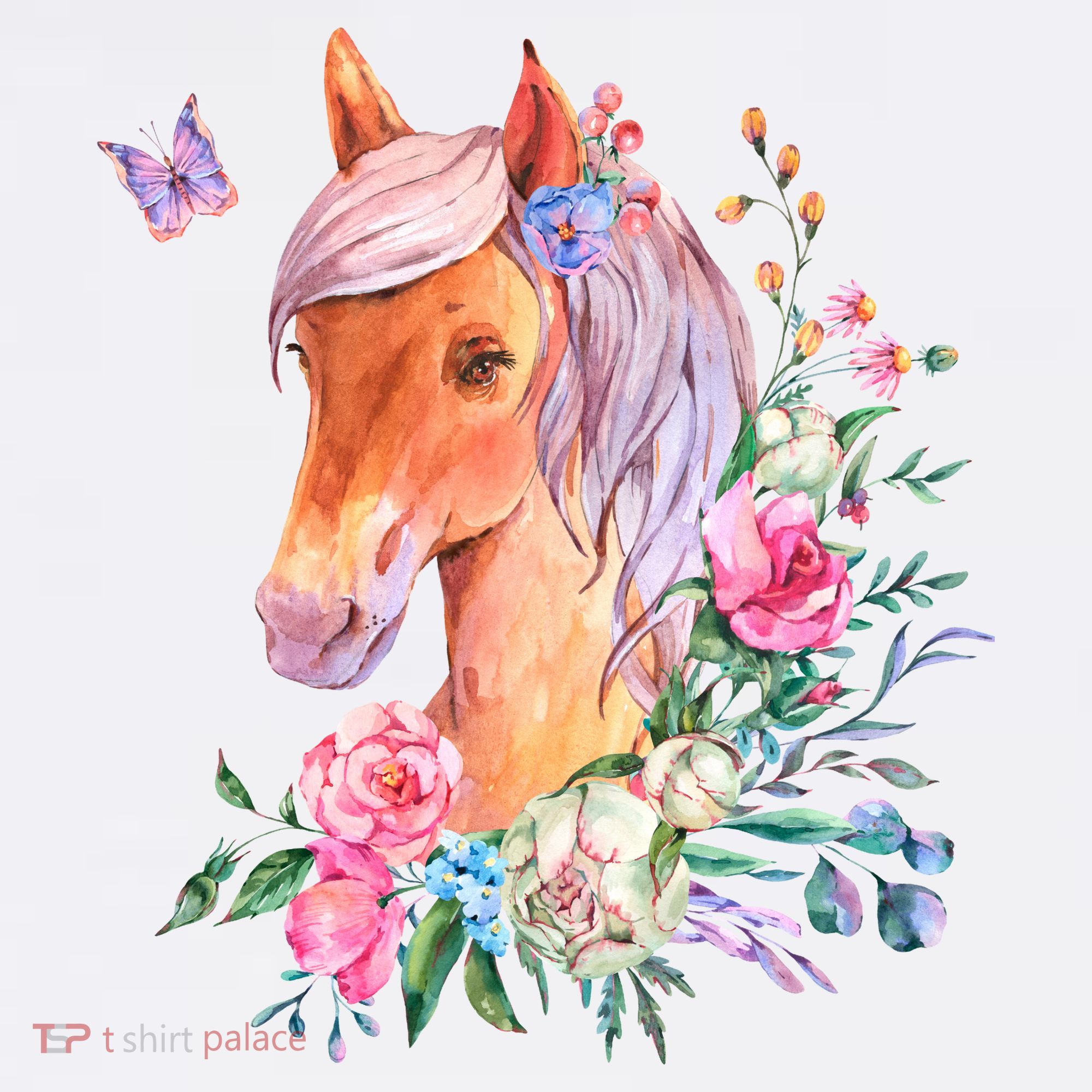 Pretty Colorful Flower Nature Horse T-Shirt