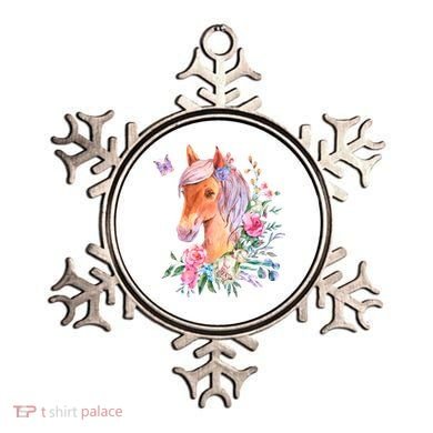 Pretty Colorful Flower Nature Horse Ornament