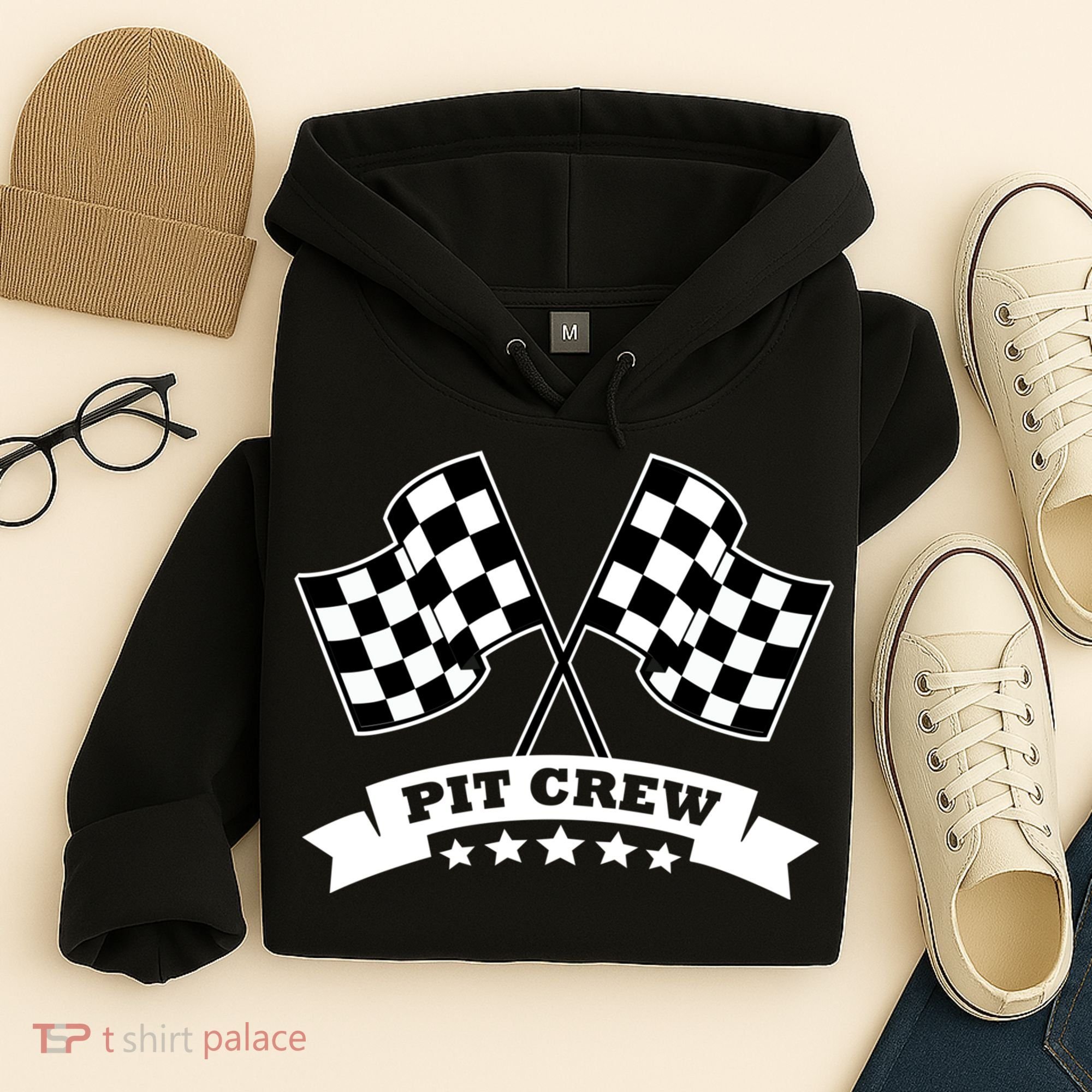 Pit Crew For Race Car Parties White Banner Hoodie