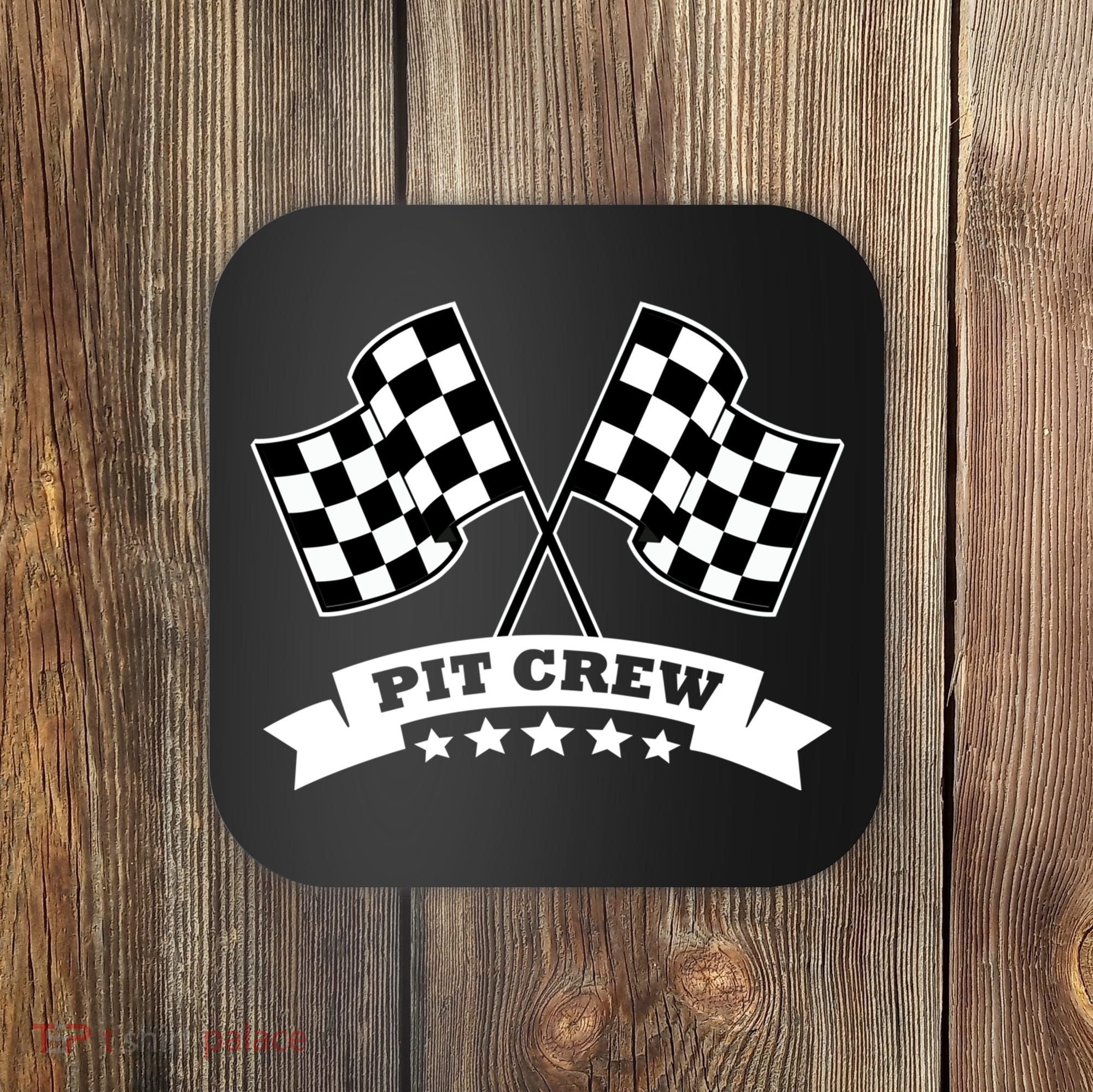 Pit Crew For Race Car Parties White Banner Coaster