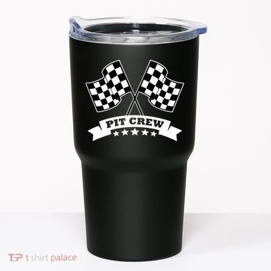 Pit Crew For Race Car Parties White Banner Tumbler