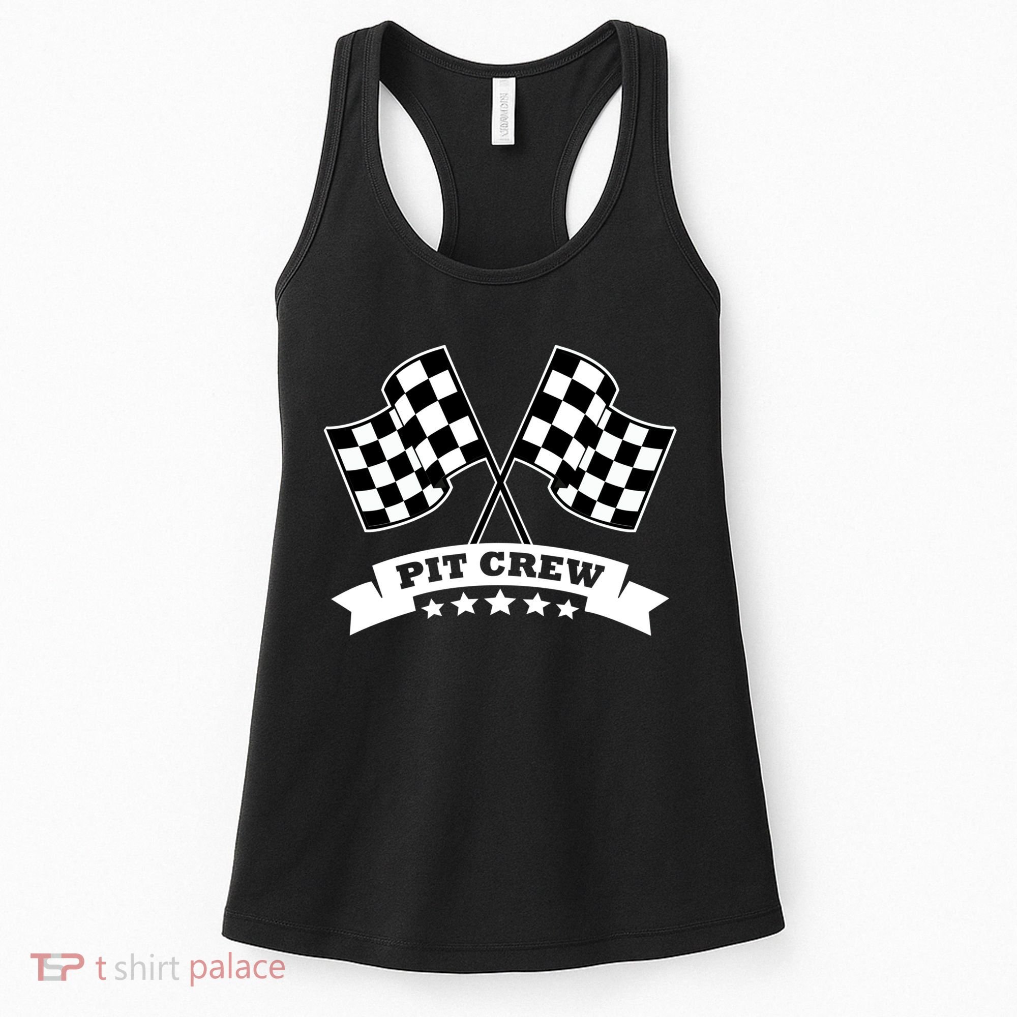 Pit Crew For Race Car Parties White Banner Women's Tank Top