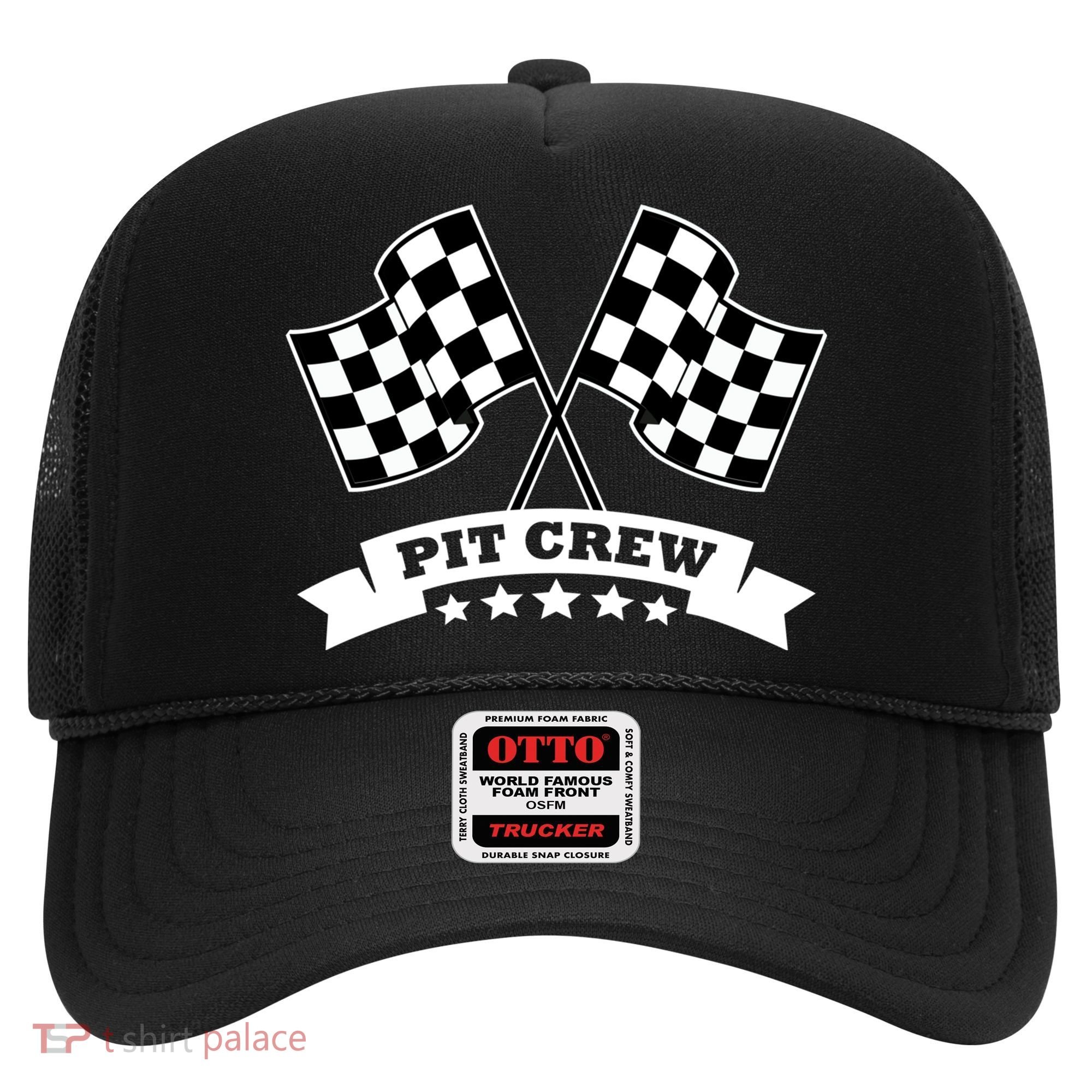 Pit Crew For Race Car Parties White Banner Hat