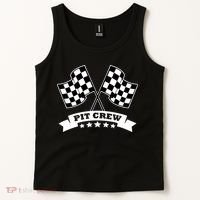 Pit Crew For Race Car Parties White Banner Tank Top thumb 2