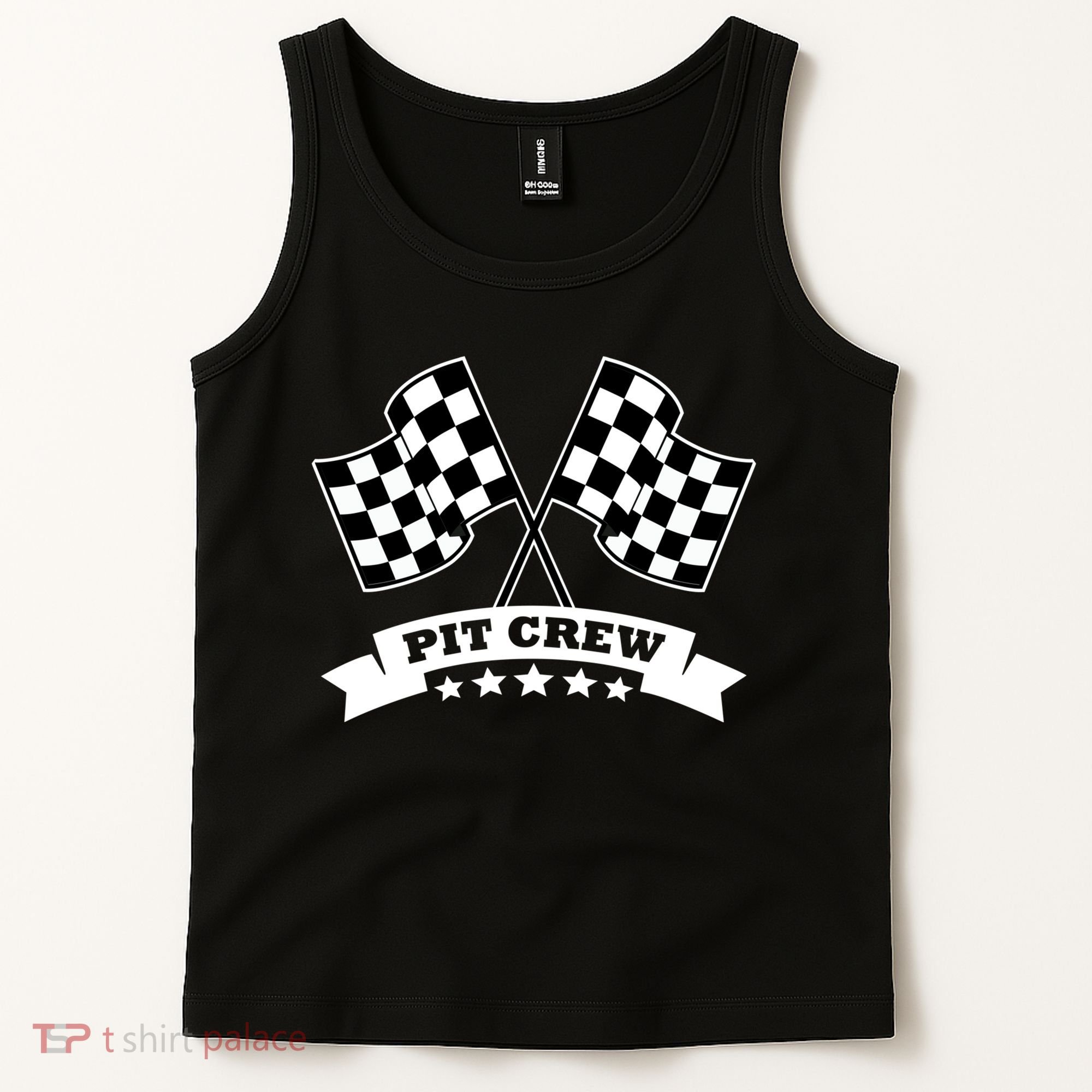 Pit Crew For Race Car Parties White Banner Tank Top