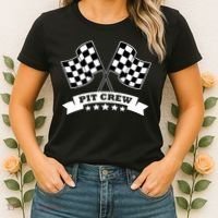 Pit Crew For Race Car Parties White Banner Women's T-Shirt thumb 2