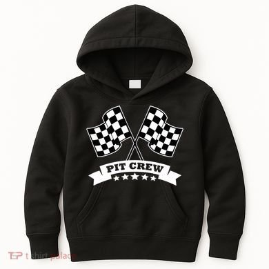 Pit Crew For Race Car Parties White Banner Kids Hoodie