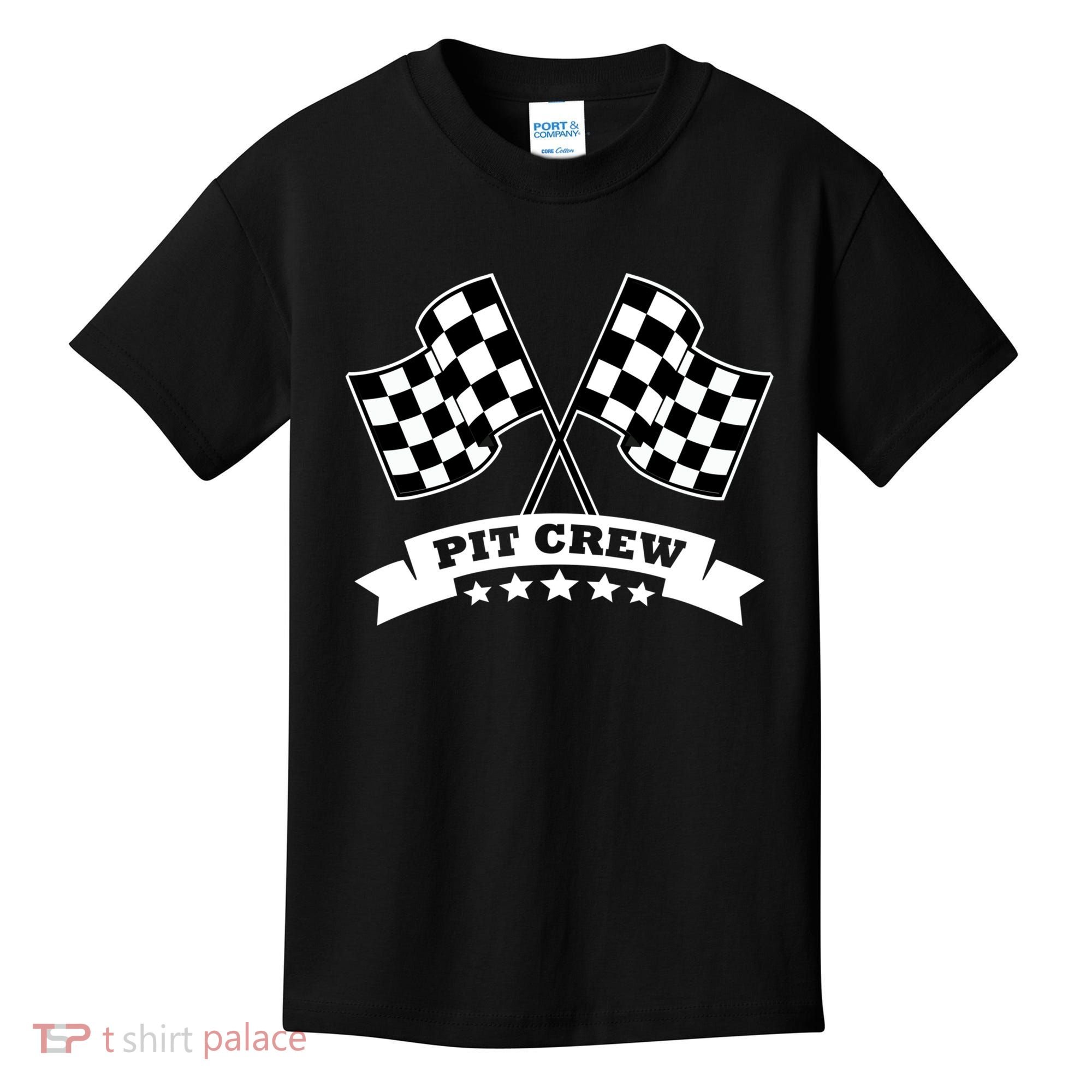 Pit Crew For Race Car Parties White Banner Kids T-Shirt